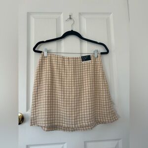 NWT Abercrombie Curve Love Linen-Blend Gingham Mini Skirt M